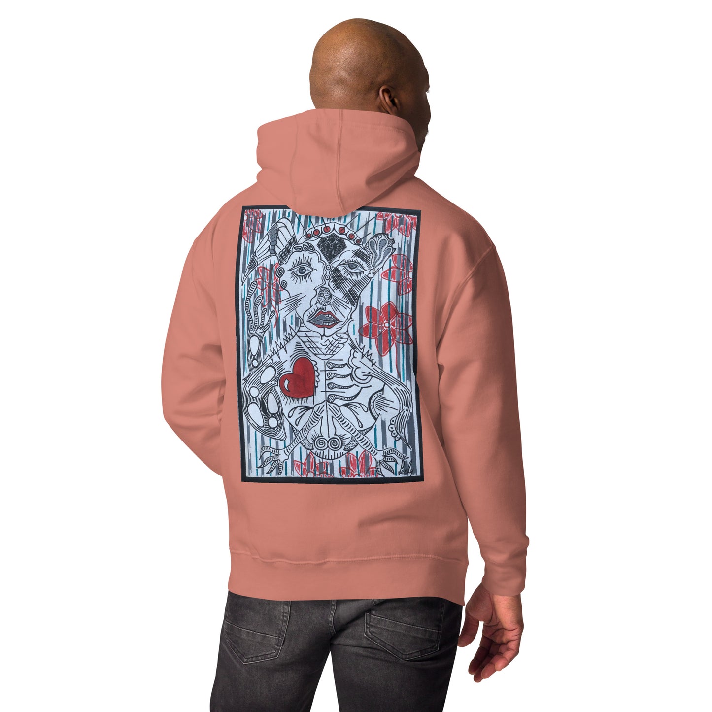 peach unisex pullover hood 